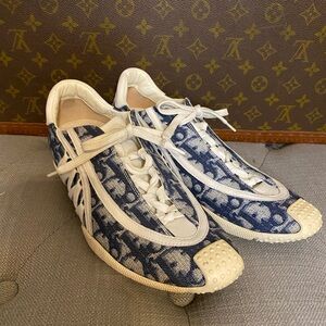Vintage Christian Dior Shoes Women, size37.5 Casual Trotter Sneakers, Blue/white
